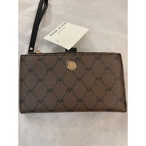 Anne‎ Klein Logo Wristlet Wallet Brown Black AKH4112 NWT